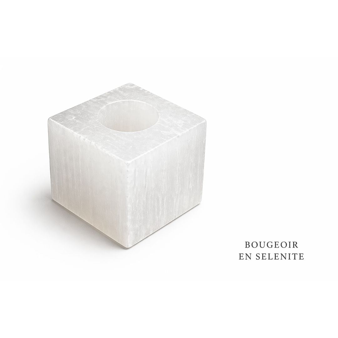 Bougeoir carré en Sélénite