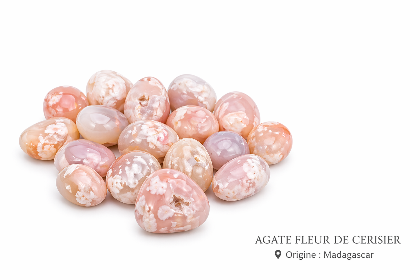 Agate fleur de cerisier pierre roulée