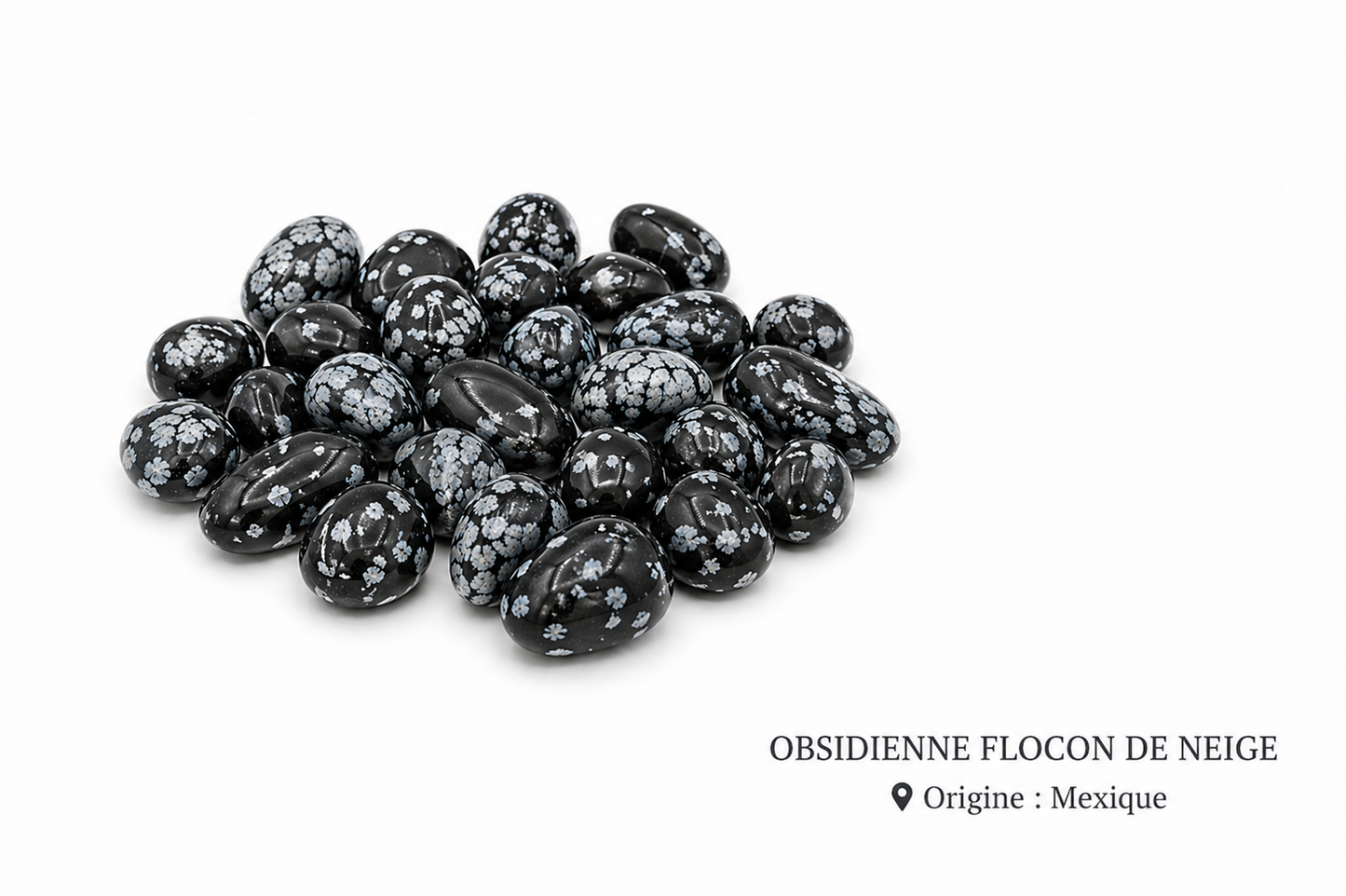 Obsidienne flocon de neige pierre roulée
