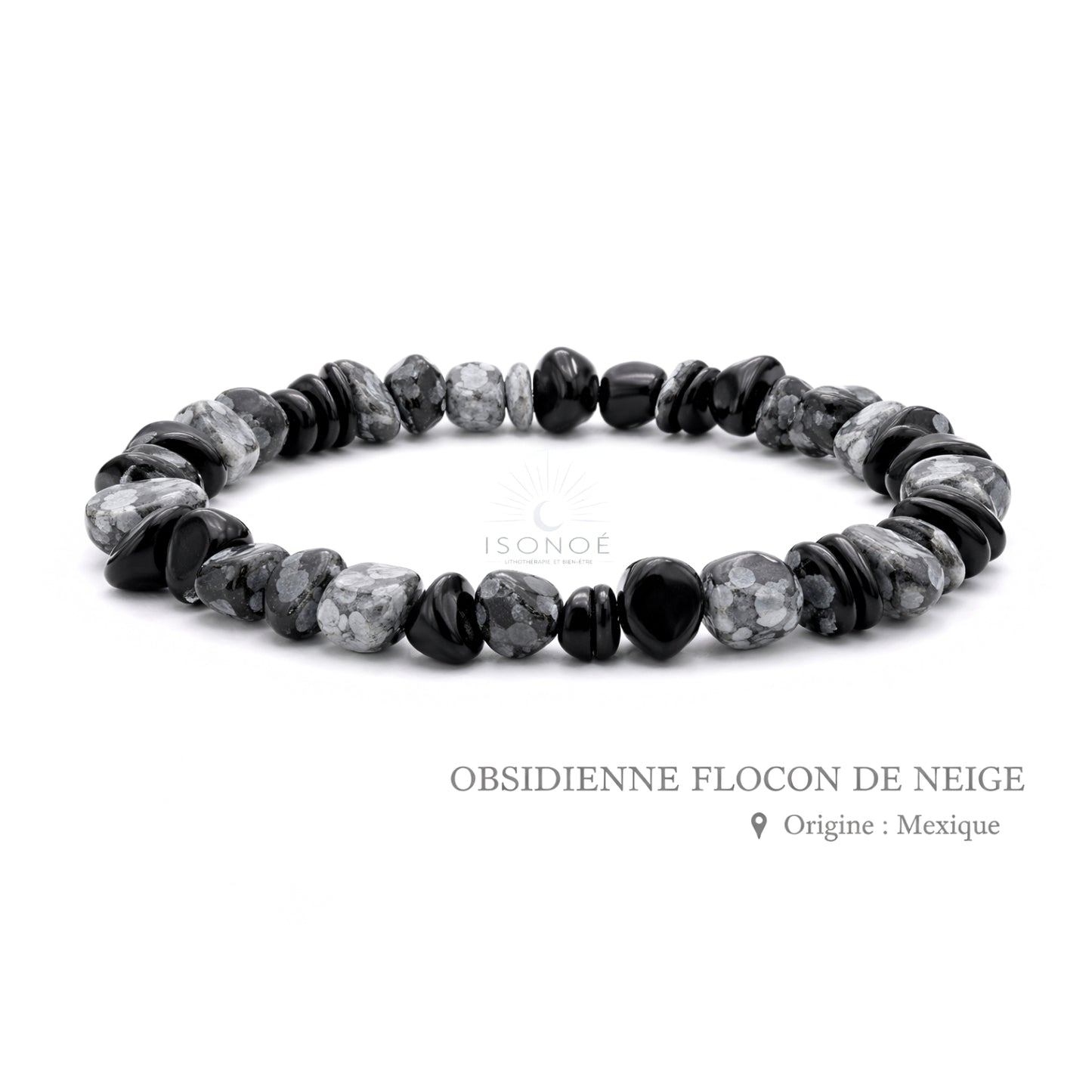Bracelet Obsidienne Flocon de neige