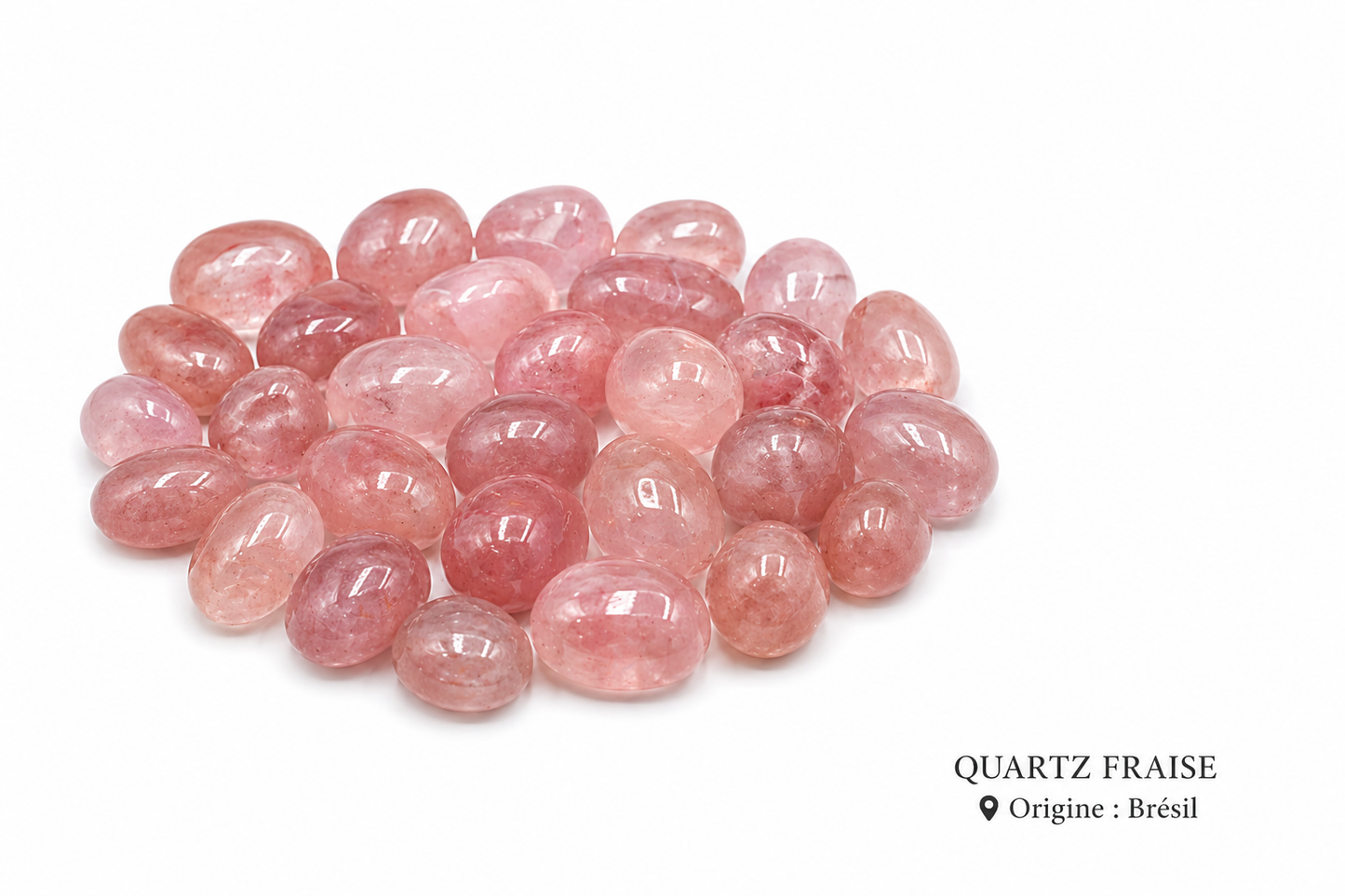 Quartz fraise pierre roulée