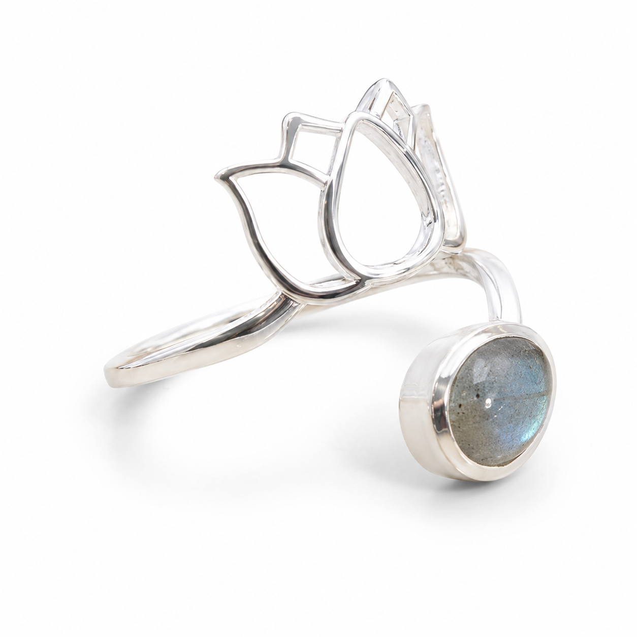 Bague lotus labradorite argent 925