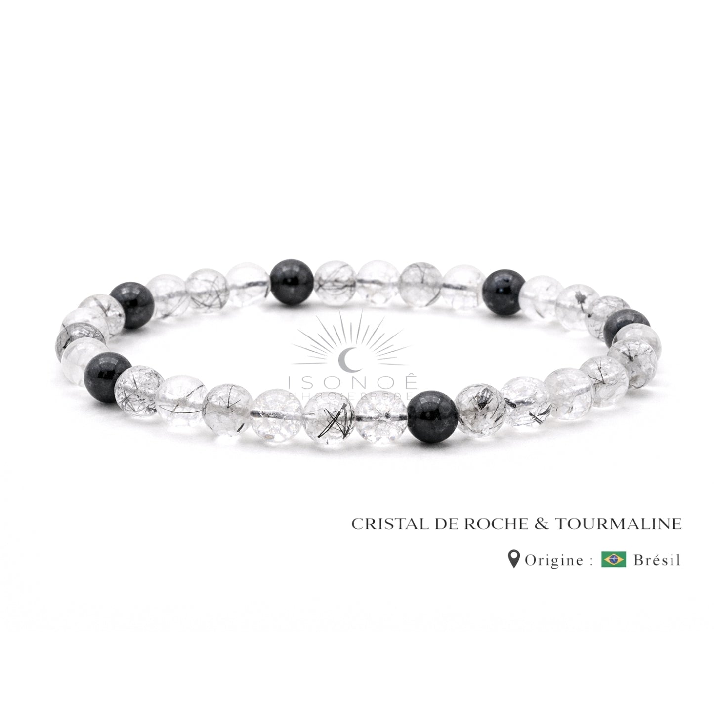 Bracelet Cristal de Roche Tourmaline