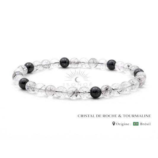 Bracelet Cristal de Roche Tourmaline