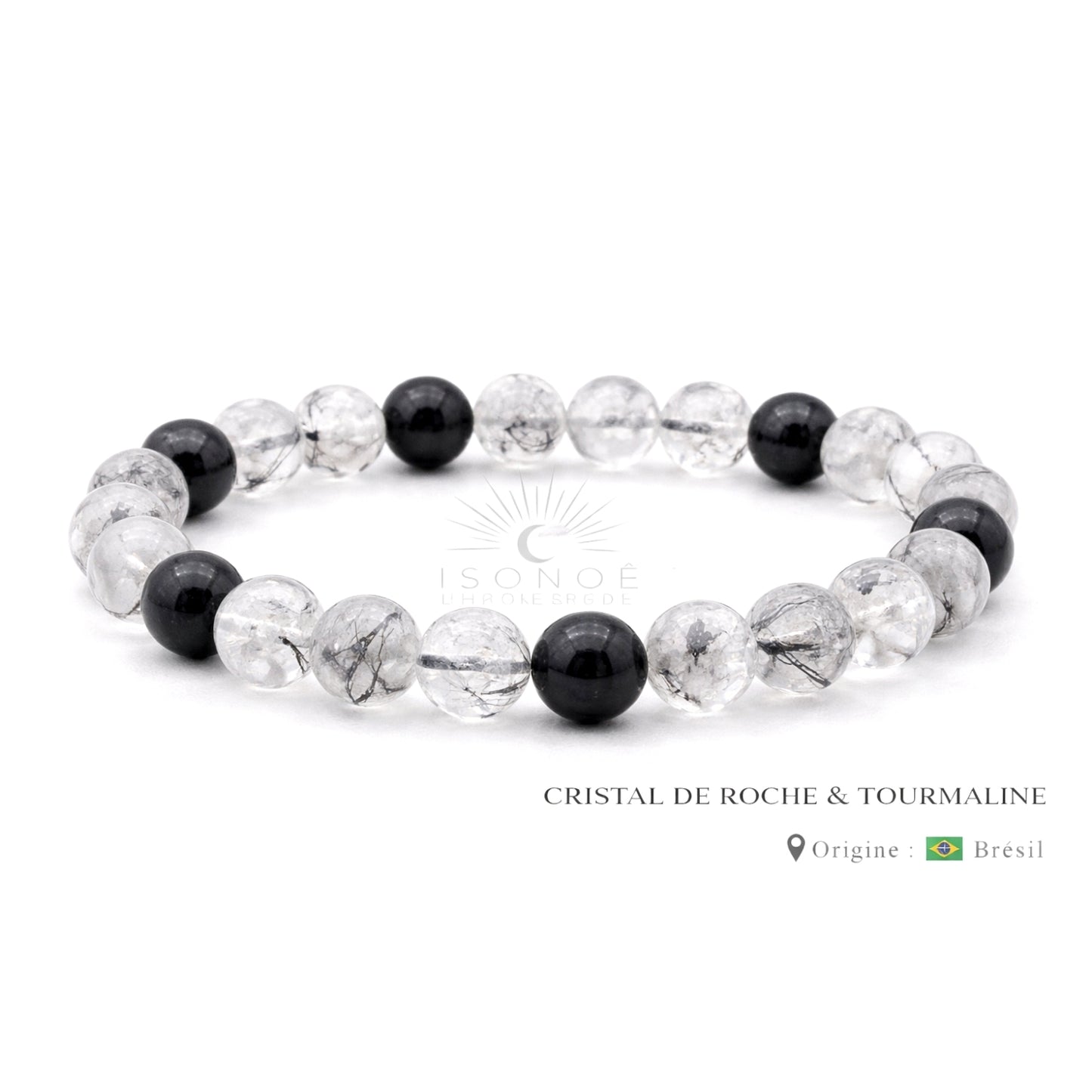Bracelet Cristal de Roche Tourmaline