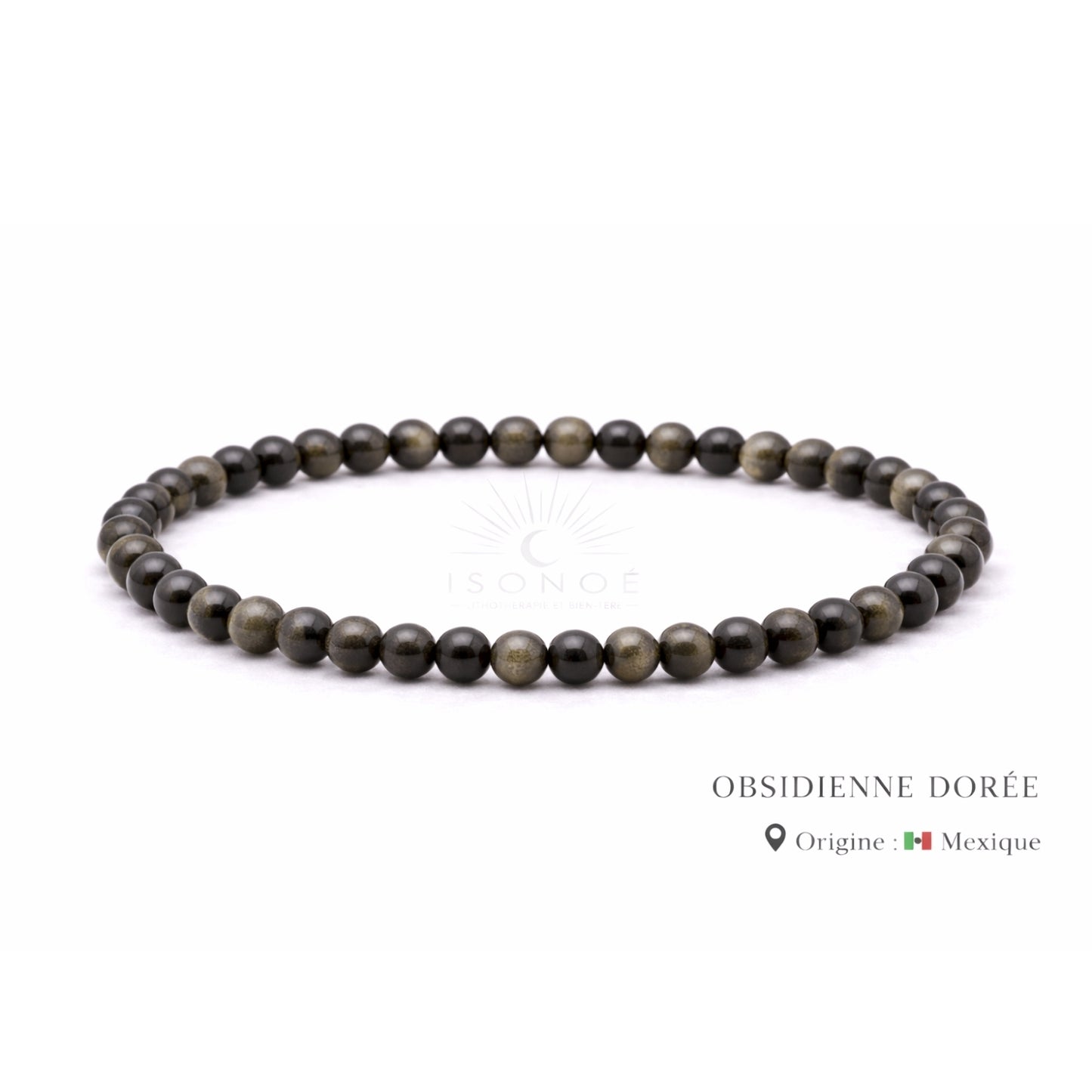 Bracelet Obsidienne Dorée