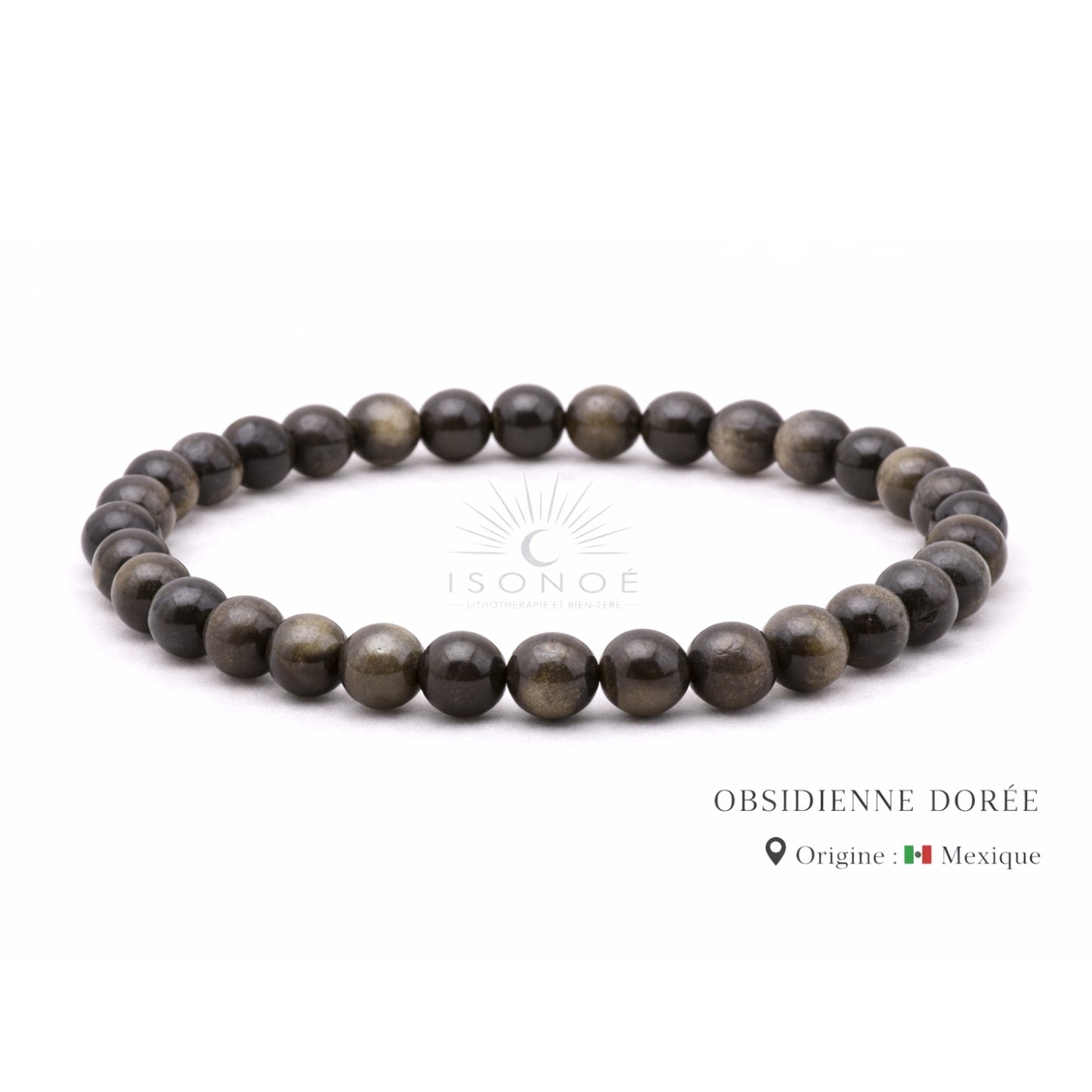 Bracelet Obsidienne Dorée