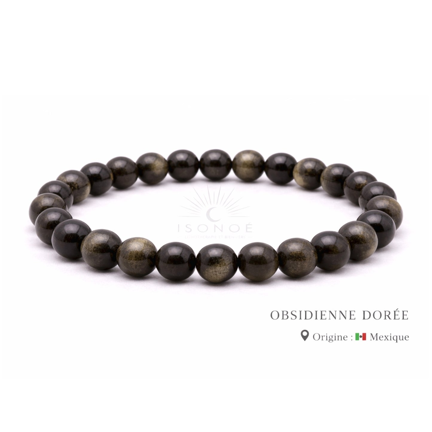 Bracelet Obsidienne Dorée
