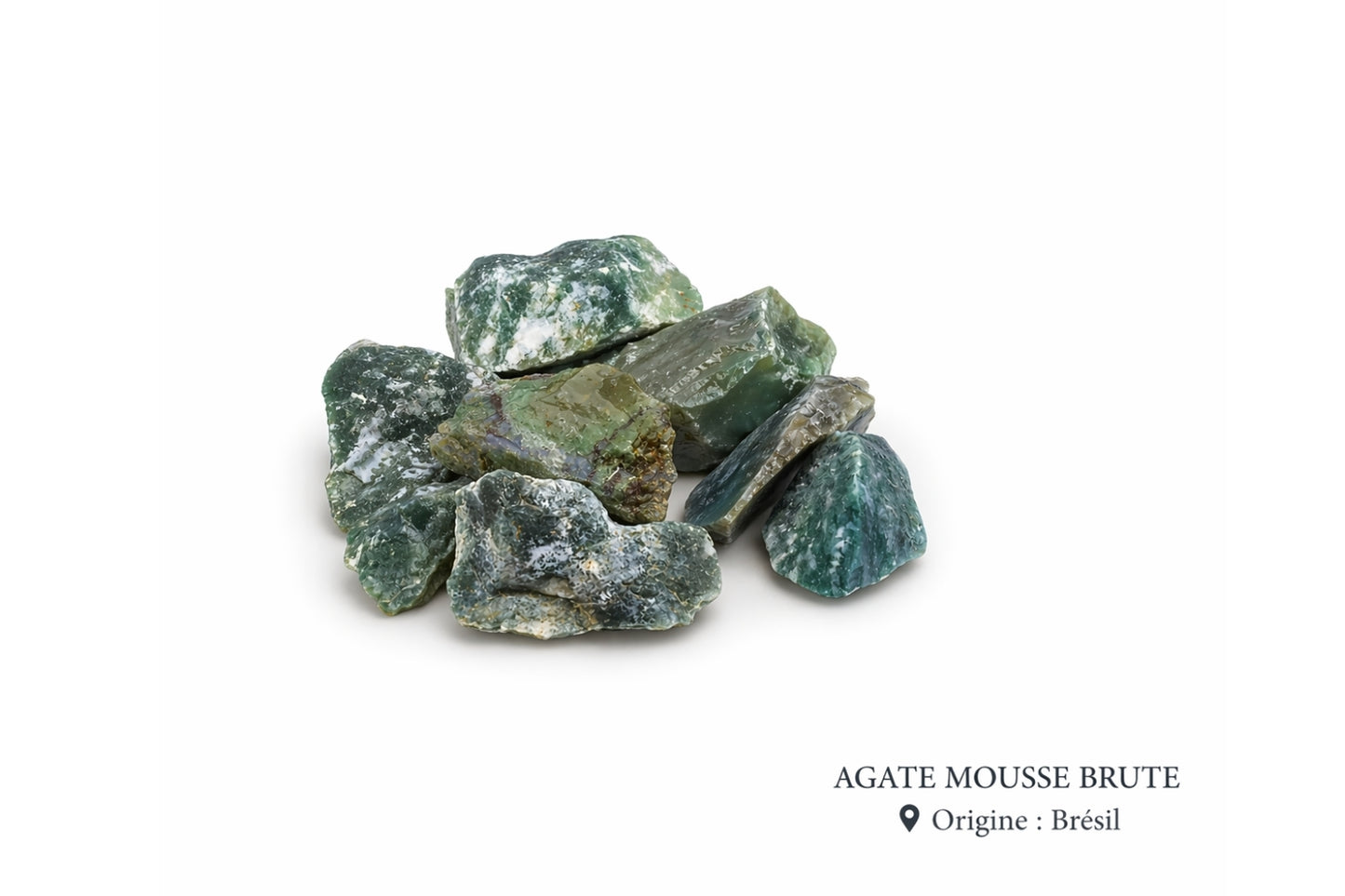 Agate mousse pierre brute