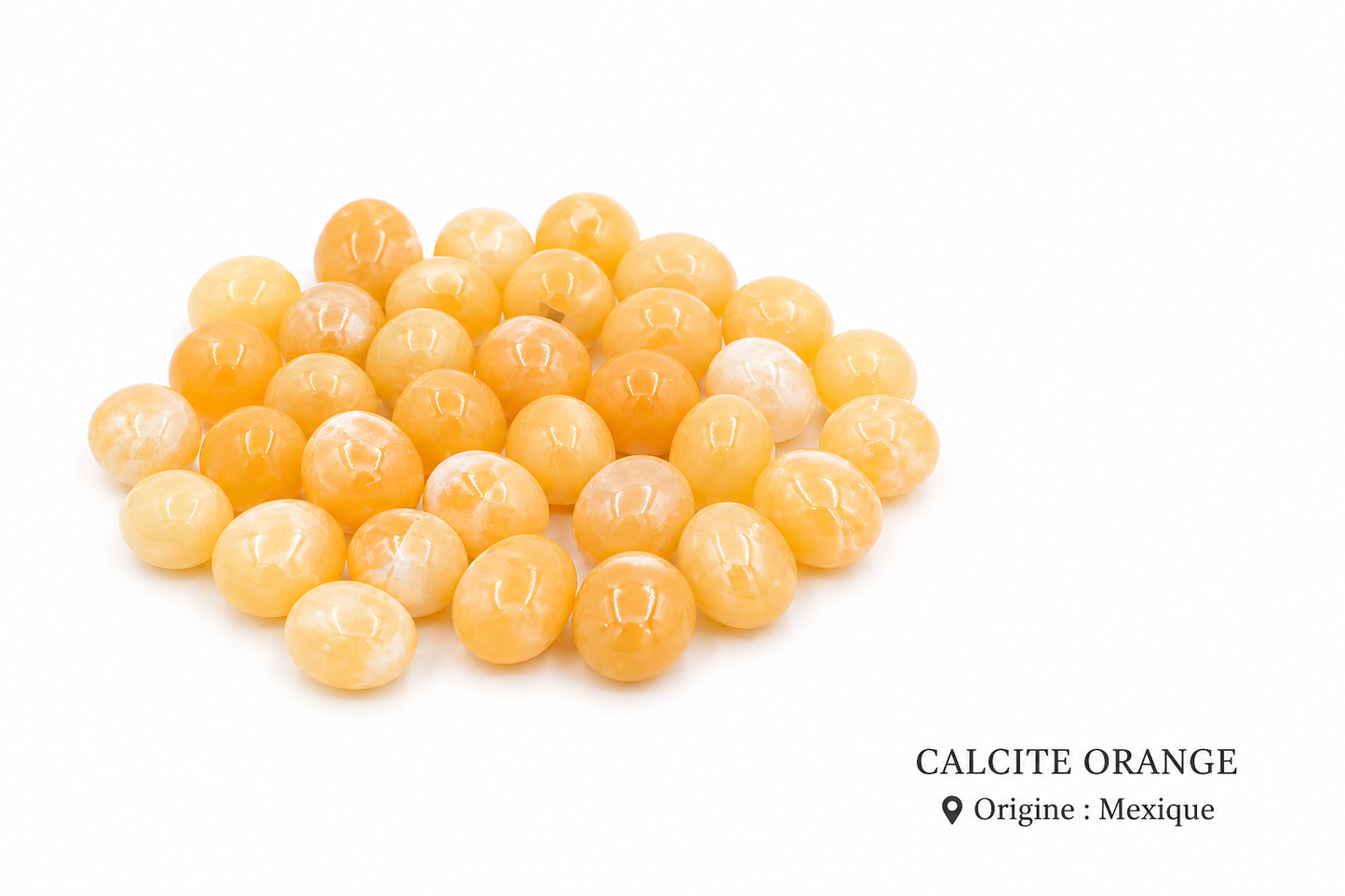 Calcite orange pierre roulée