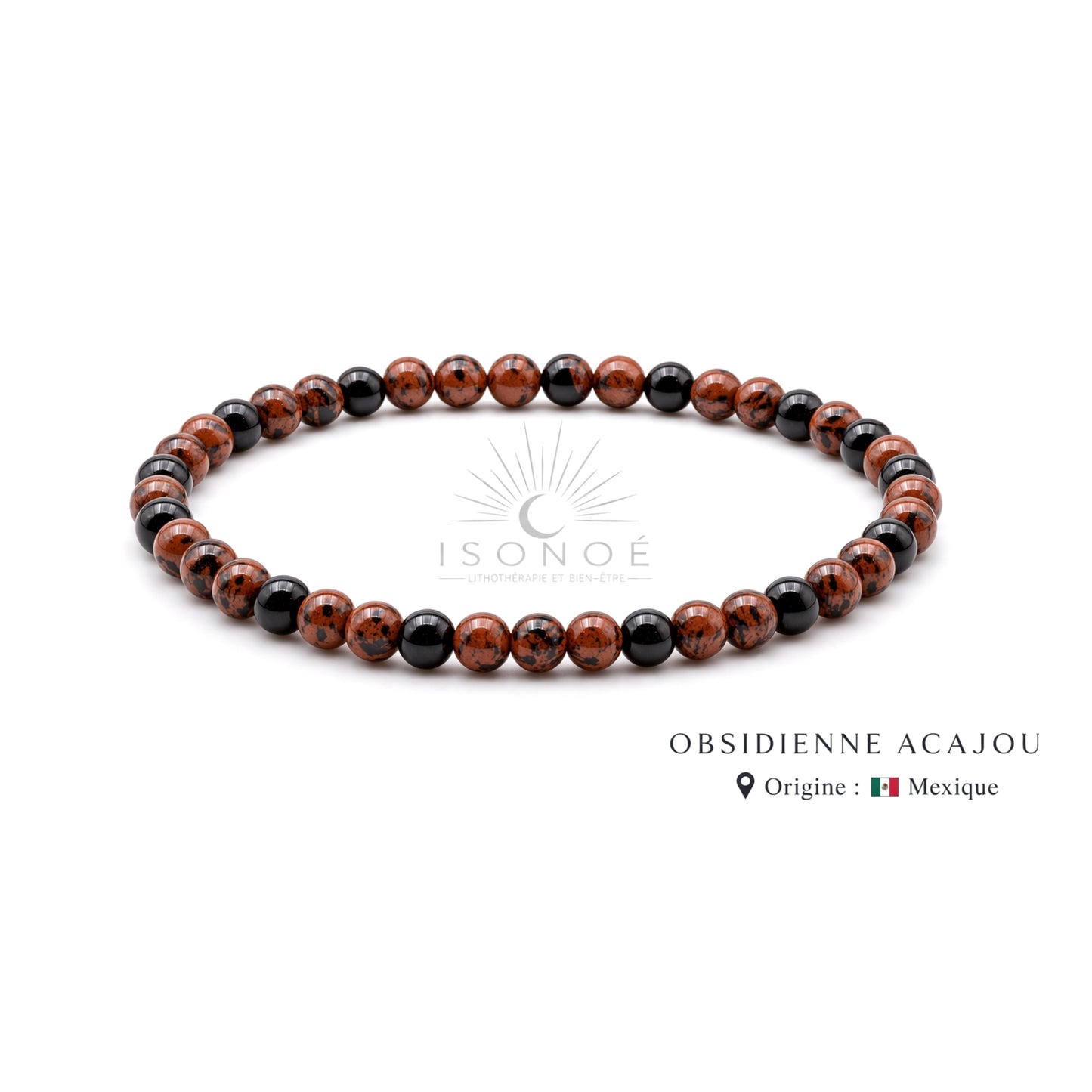 Bracelet Obsidienne Acajou