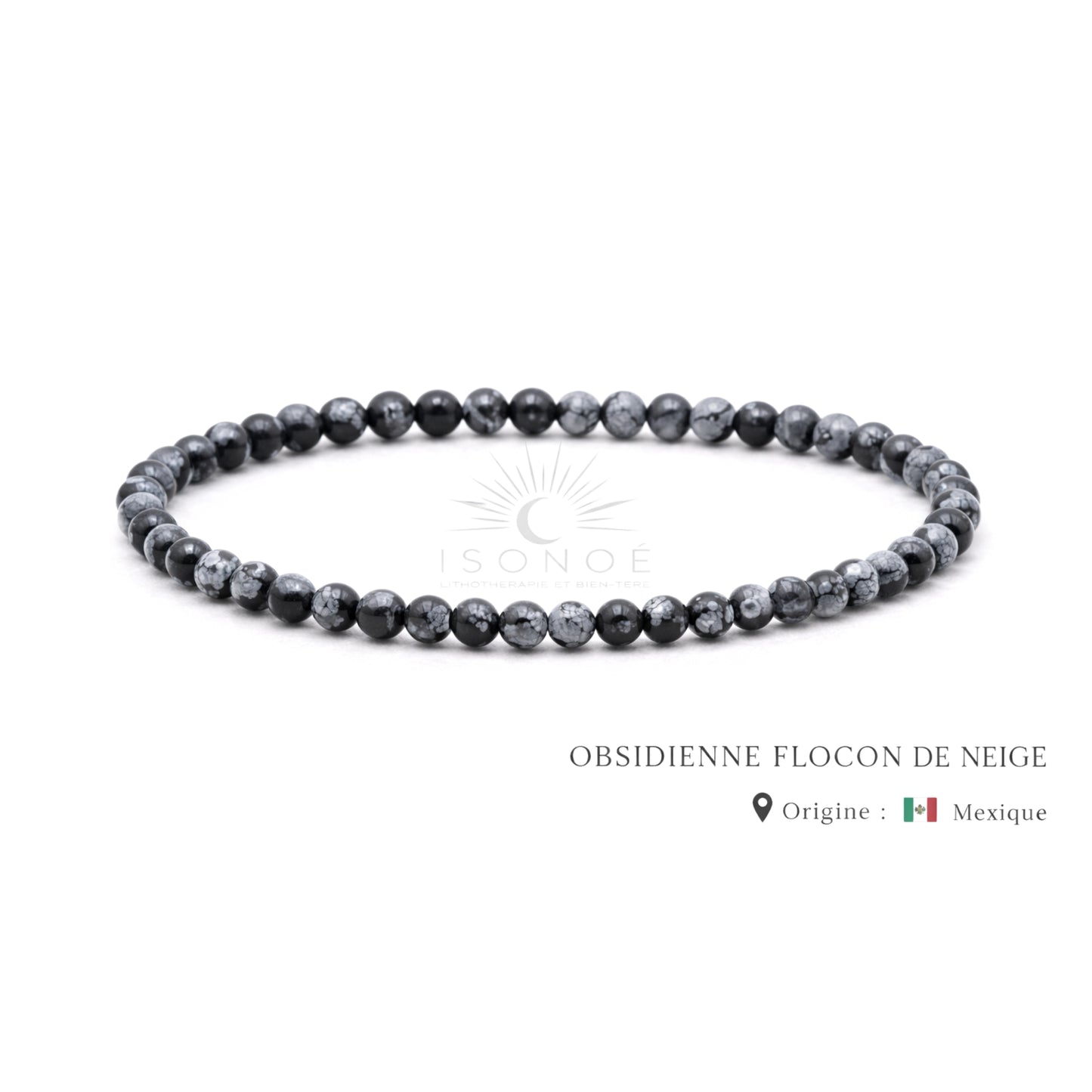 Bracelet Obsidienne Flocon de neige