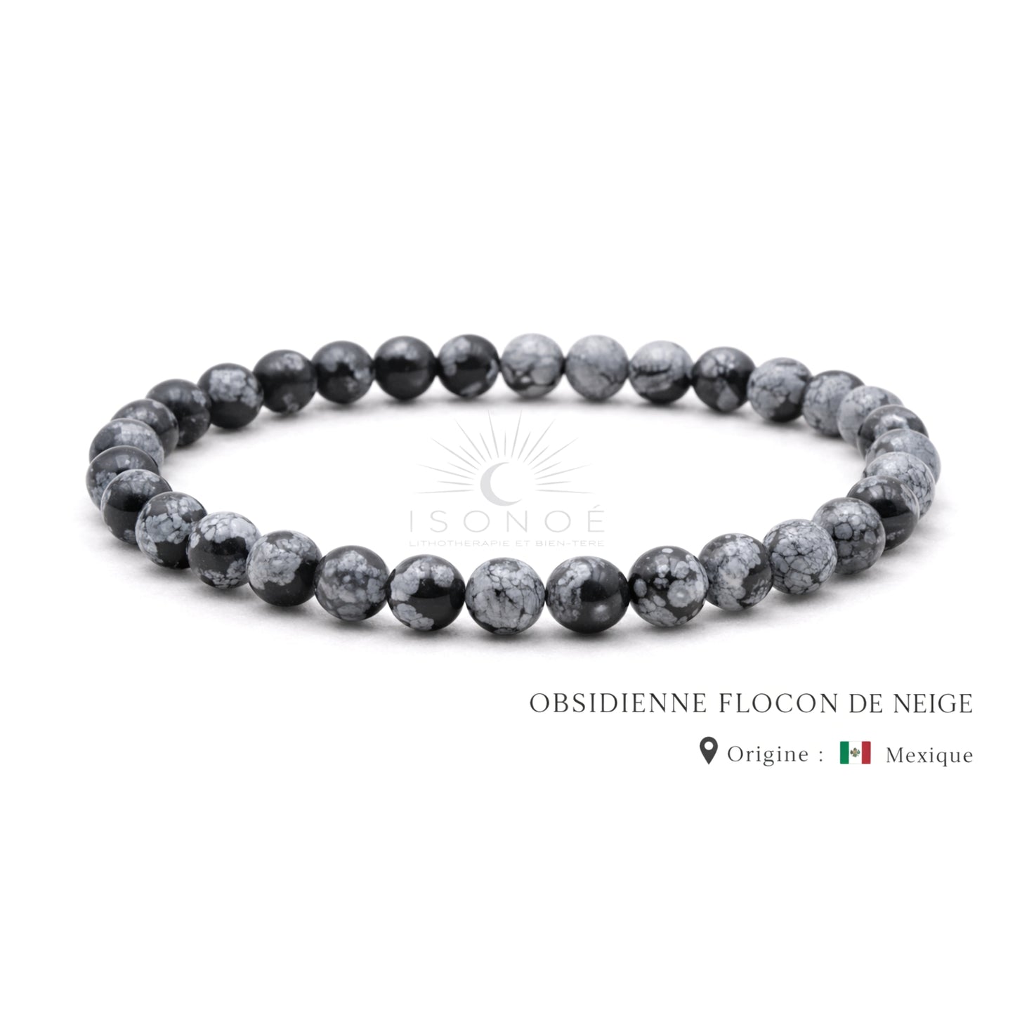 Bracelet Obsidienne Flocon de neige