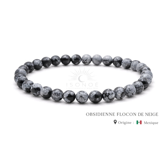 Bracelet Obsidienne Flocon de neige