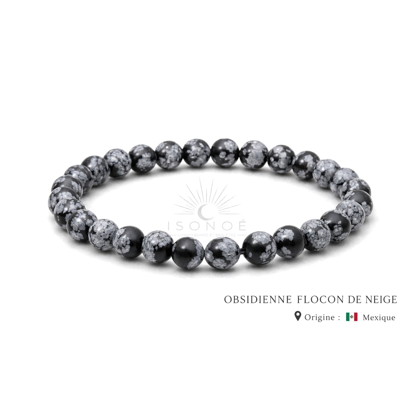 Bracelet Obsidienne Flocon de neige