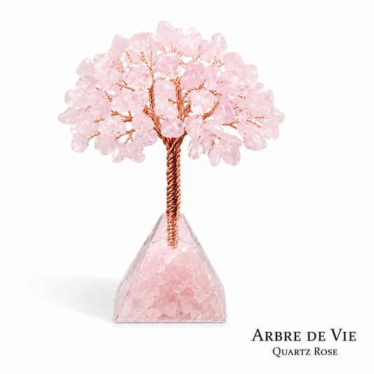 Arbre de vie en Quartz Rose sur orgonite