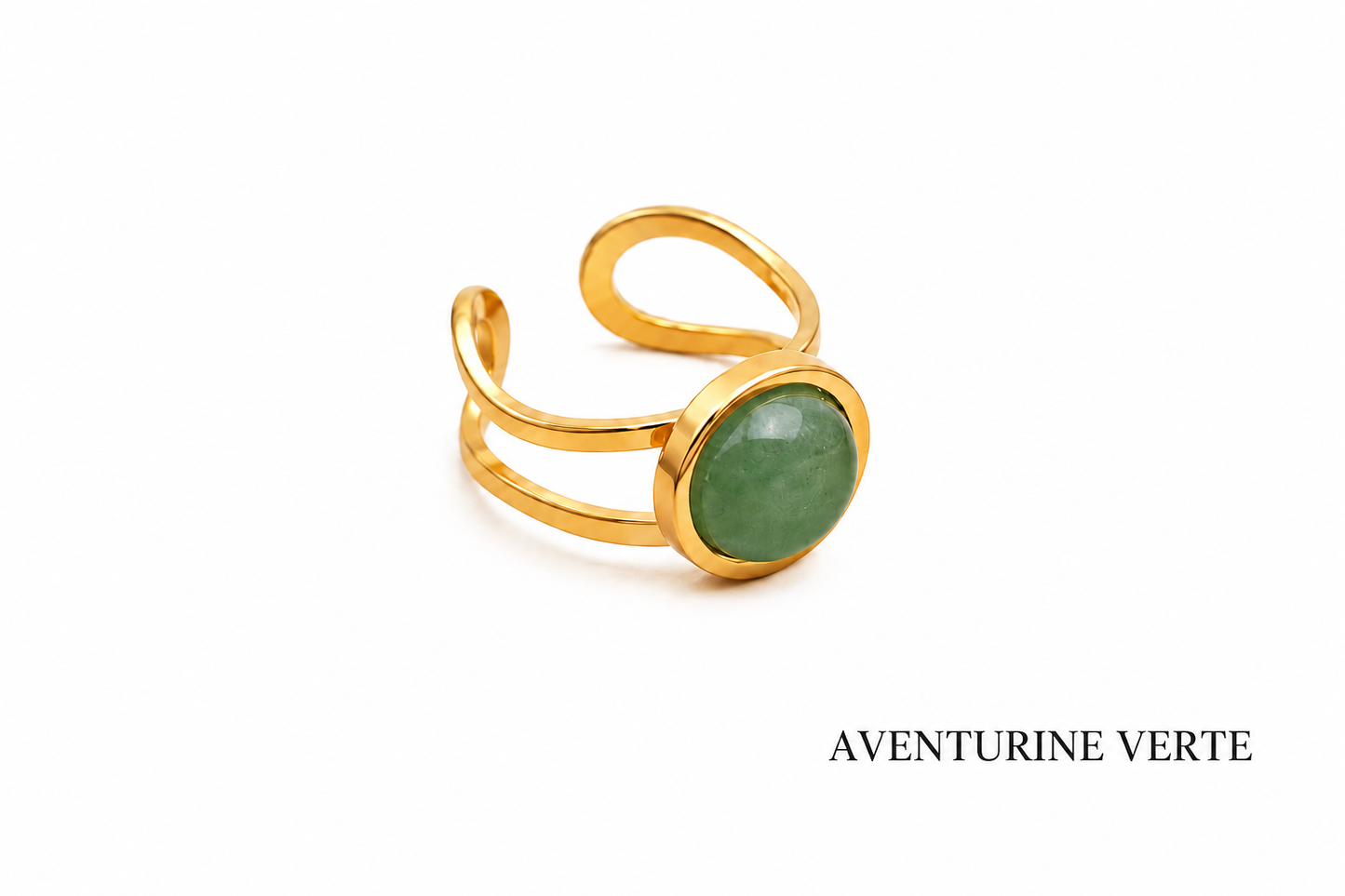 Bague pierre ronde et acier inoxydable modèle 2
