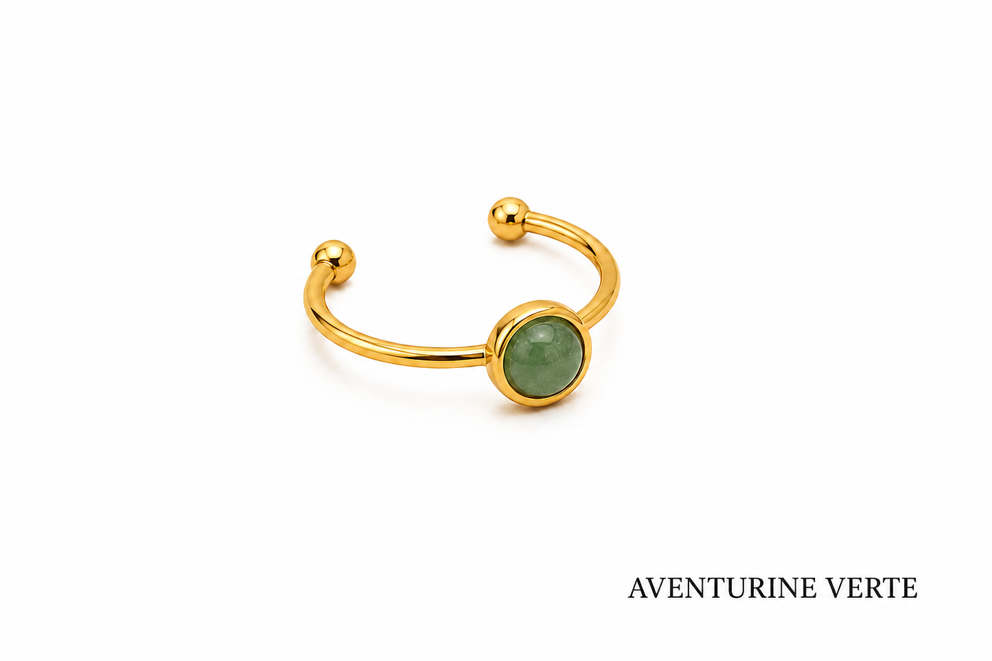 Bague pierre ronde et acier inoxydable modèle 1