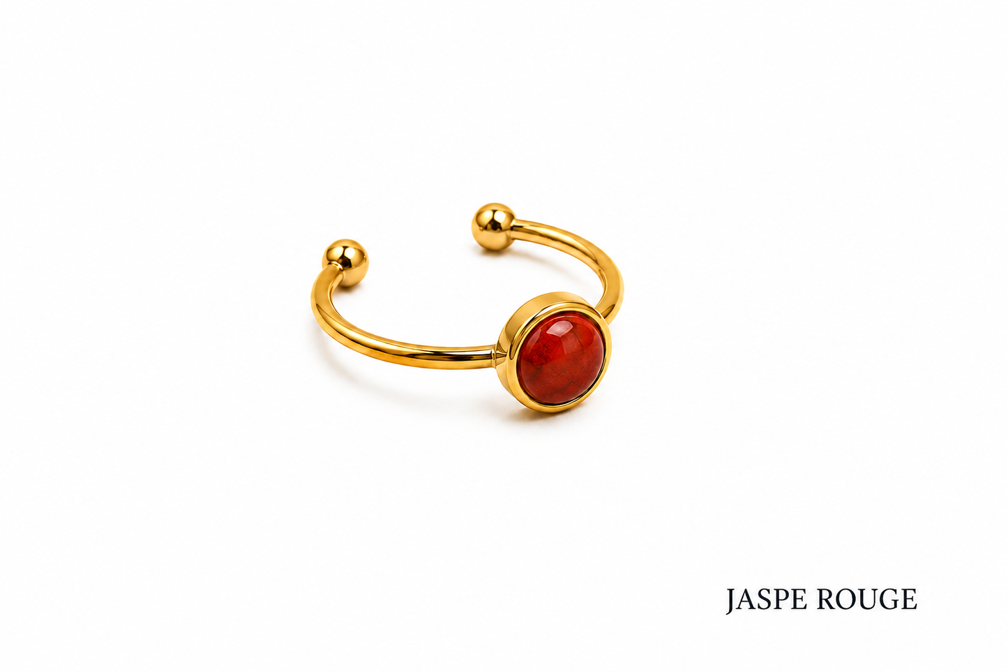 Bague pierre ronde et acier inoxydable modèle 1