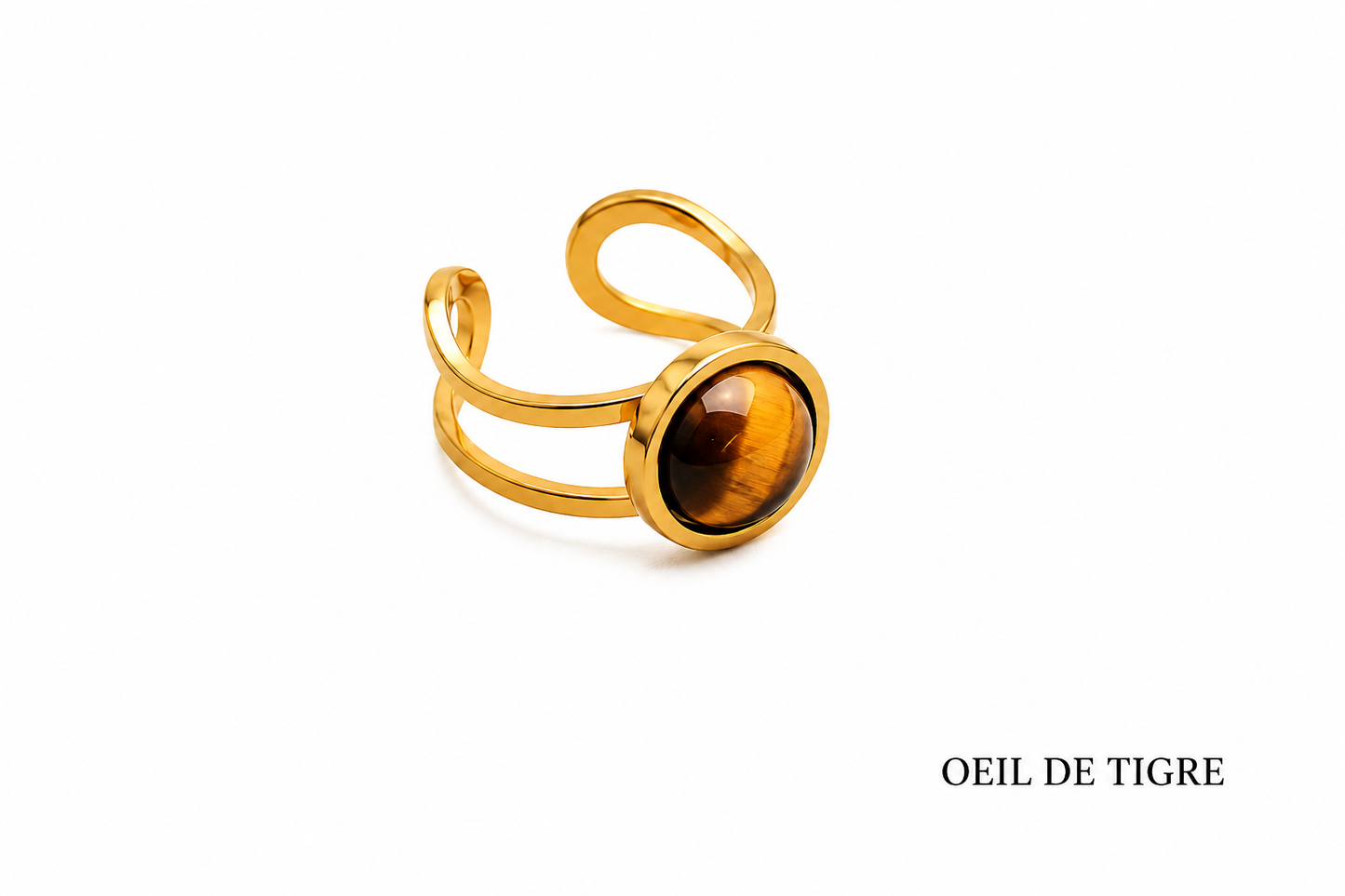 Bague pierre ronde et acier inoxydable modèle 2