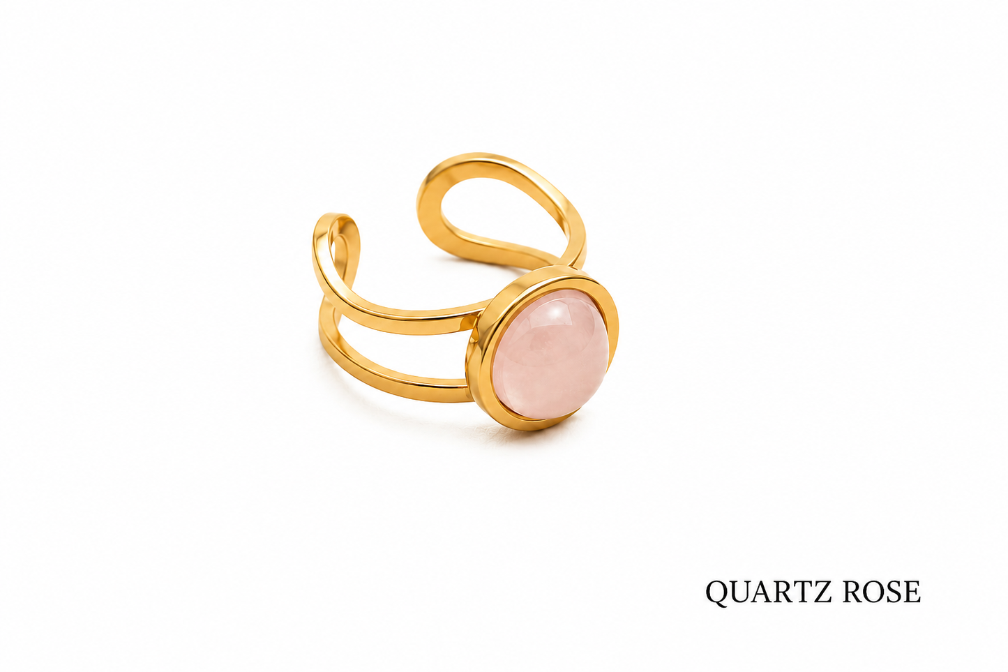Bague pierre ronde et acier inoxydable modèle 2