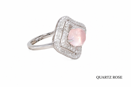 Bague quartz rose argent