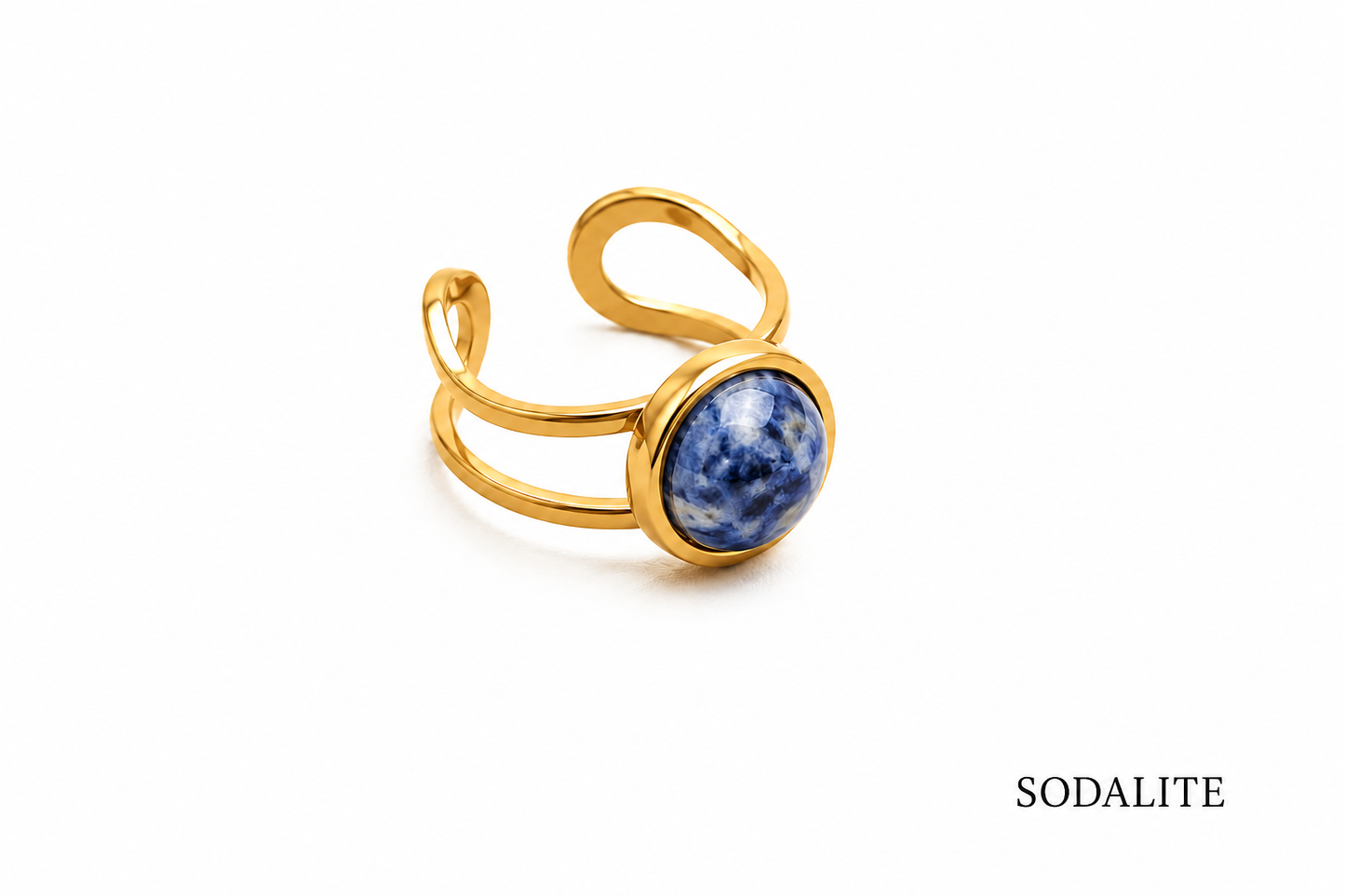 Bague pierre ronde et acier inoxydable modèle 2