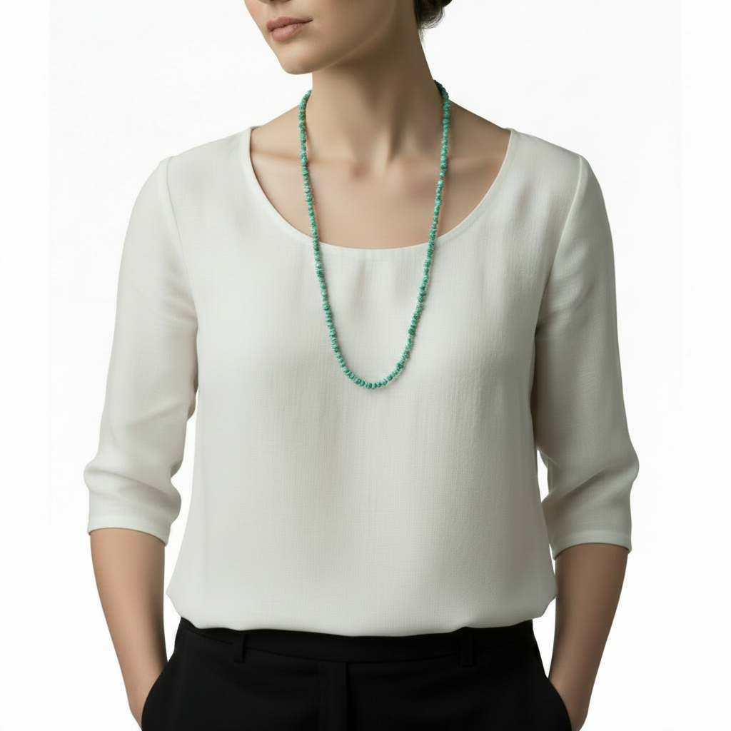 Collier sautoir Tariguente Amazonite - mise en situation