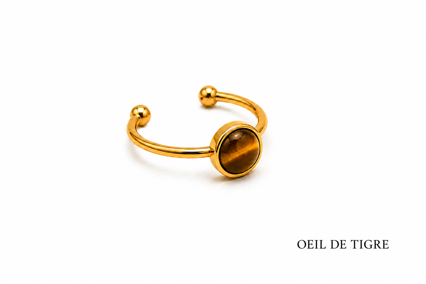 Bague pierre ronde et acier inoxydable modèle 1