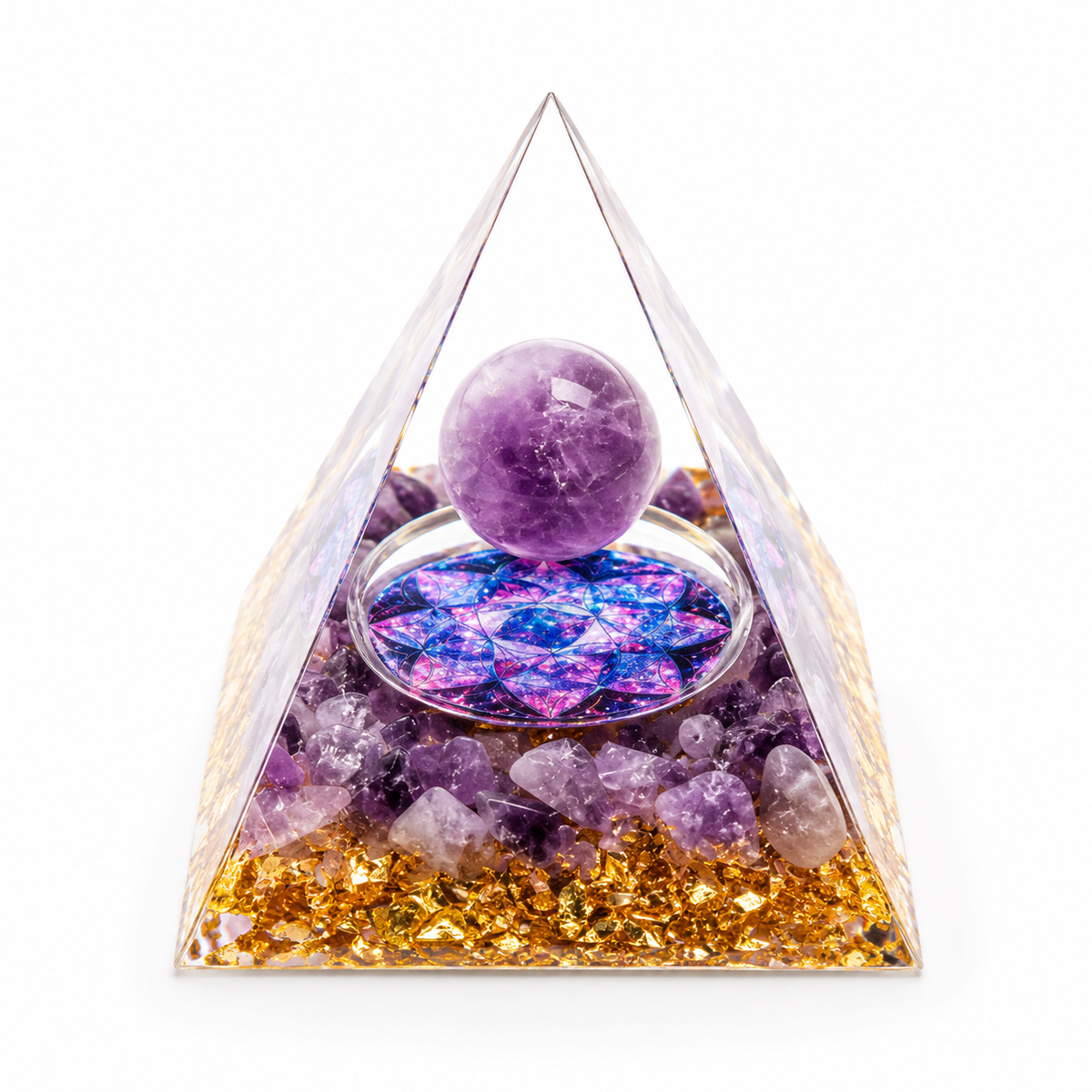 Pyramide d'orgonite 7 chakras